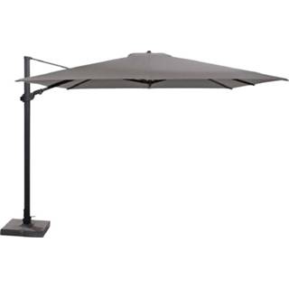 👉 Zweefparasol antraciet olefin vierkant zijwaarts Showmodel - 4 Seasons Outdoor Siesta Premium 300 x frame charcoal doek + 90 kg voet