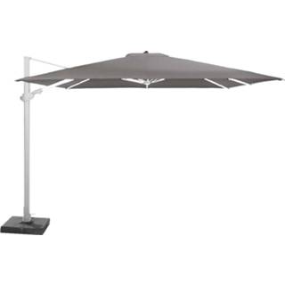 👉 Zweefparasol aluminium grijs Showmodel - 4 Seasons Outdoor Siesta 300 x cm charcoal doek met 90 kg voet