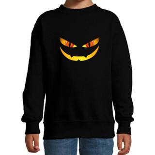 Sweater active kinderen zwart Halloween - Monster gezicht verkleed voor