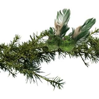 👉 Kerstboom groen 2x stuks vogels op clip 11 cm