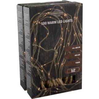 👉 Lichtsnoer wit Set van 2x stuks touwverlichting lichtsnoeren op batterij warm 100 leds