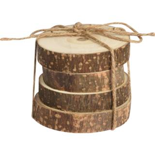 👉 Onderzetter houten 4x stuks decoratie boomschijven/boomschijfjes onderzetters D10 cm