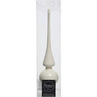 👉 Kerstboom wit wol glans Glazen piek 26 cm