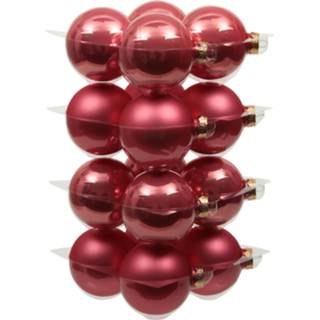 👉 Kerstbal roze glans 16x stuks glazen kerstballen bubblegum 8 cm mat/glans