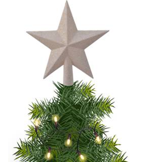 👉 Kerstster wit kunststof wol piek kerst ster met glitters H19 cm