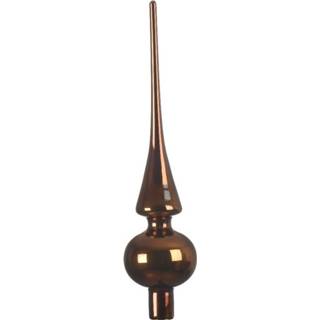 👉 Kerstboom bruin glans Glazen piek kaneel 26 cm