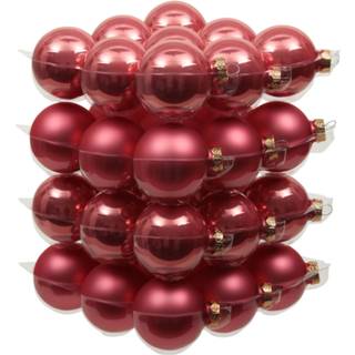 👉 Kerstbal roze glans 72x stuks glazen kerstballen bubblegum 4 cm mat/glans