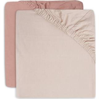 Hoeslaken roze active Jollein Jersey 2-Pack - 60x120 cm. Pale Pink/Rosewood 8717329368767