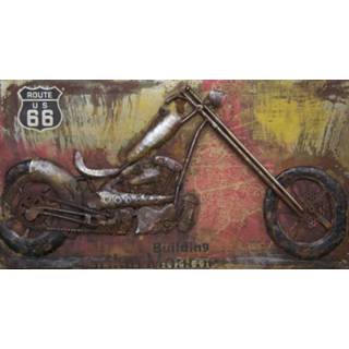 👉 Metaal 3D Schilderij route 66 chopper 70 x 140 cm