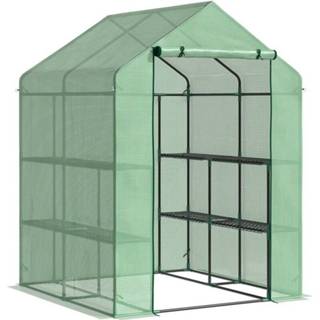 👉 Folie groen staal PE kunststof active Sunny Inloopkas met 8 schapniveaus frame deur 143 x 138 195 cm 6095808860875