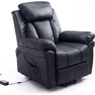 👉 Relaxfauteuil zwart leer active HOMdotCOM met opstahulp vegan 4250871220212