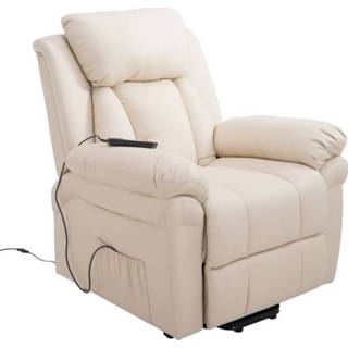 👉 Relaxfauteuil wit leer active HOMdotCOM met opstahulp vegan crème 4250871220229