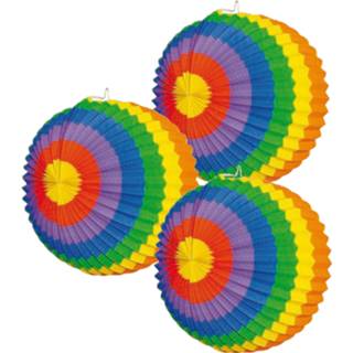 👉 Lampion Set van 5x stuks gekleurde stippen 26 cm