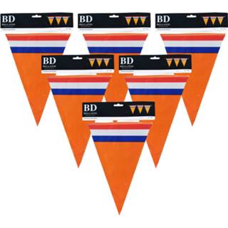👉 Vlaggenlijn oranje Holland vlaggenlijnen 10 meter - 6x stuks van