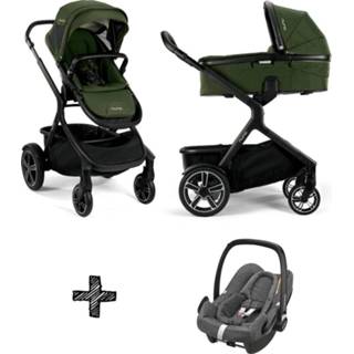 👉 Kinderwagen grijs active met wipstoel kinderen Nuna Demi Grow Evergreen + Autostoel Maxi-Cosi Rock Sparkling Grey