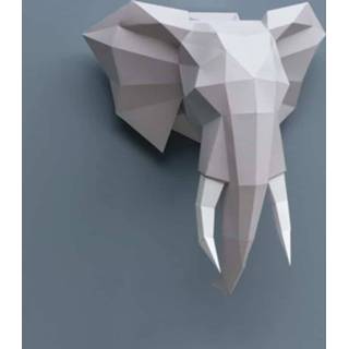 Dierenkop grijs papieren papier alle leeftijden modern dierenhoofden Polygonal Paper Assembli olifant wanddecoratie 8719325515237
