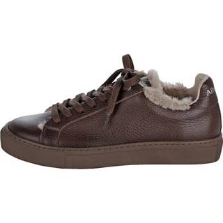 👉 Sneakers imitatiebont glad leer effen tong mannen bruin Sneaker met afneembaar beleg van Alba Moda Donkerbruin 4055708961173