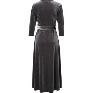 👉 Fluwelen jurkje sienna grijs kunstvezels effen vrouwen jurk in wikkellook Donkergrijs 4055707227089 4055707227034