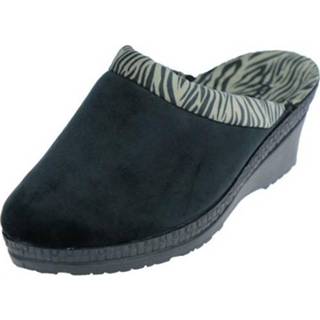 👉 Slippers zwart syntetisch microvelour damesschoenen vrouwen Rohde Slipper 4064304145429