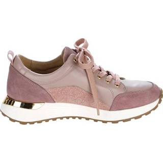 👉 Sneakers roze leer effen vrouwen Sneaker Alba Moda 4055708949034 4055708949065