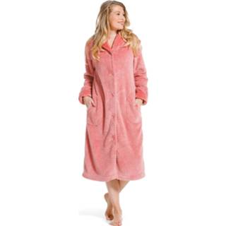 👉 Damesbadjas roze s vrouwen Knopen koraal - zacht fleece