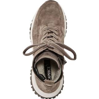 👉 Hoge veterschoenen effen taupe vrouwen geruwd leer veterschoen Caprice 4064211527202