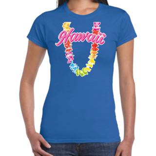 👉 Hawaii slinger blauw katoen volwassenen active zomervakanties vrouwen t-shirt voor dames