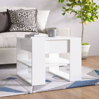 Salontafel wit hout active 55,5x55x45 cm bewerkt hoogglans 8720286963715
