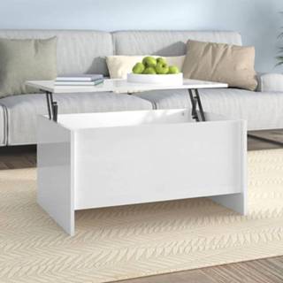 👉 Salontafel wit hout active 80x55,5x41,5 cm bewerkt hoogglans 8720286971147