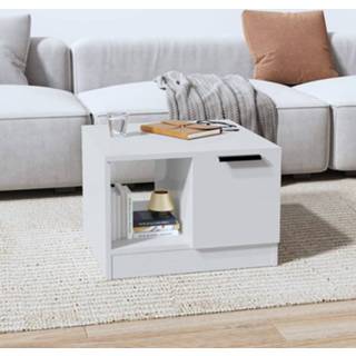 Salontafel wit hout active 50x50x36 cm bewerkt hoogglans 8720286965573