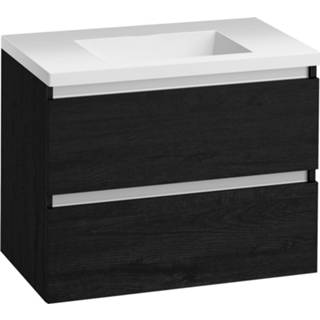 👉 Badmeubelset zwart eiken Saniselect Guarda 80x52cm zonder kraangat 8714176014434