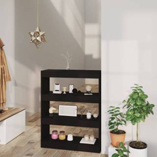 👉 Boekenkast zwart hout active Boekenkast/kamerscherm 80x30x103 cm bewerkt 8720286843475