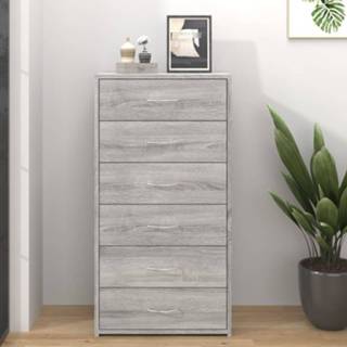 👉 Dressoir grijs hout active met 6 lades 50x34x96 cm bewerkt sonoma 8720286954133