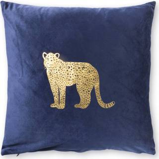 Sierkussen blauw goud polyester luipaard - blauw/goud 45x45 cm 8716963165749