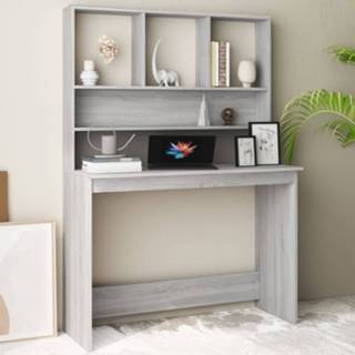 👉 Bureau grijs hout active met schappen 110x45x157 cm bewerkt sonoma 8720286954041