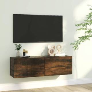 👉 Hout active Tv-wandmeubel 100x30x30 cm bewerkt gerookt eikenkleurig 8720286931615