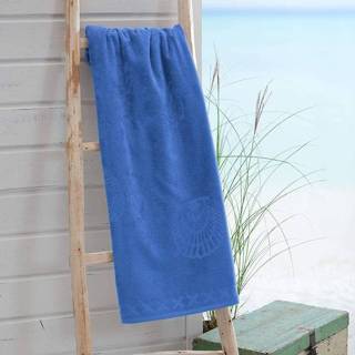 👉 Strandlaken katoen blauw Seahorse Shells Navy (100x200 cm) 8719002109766