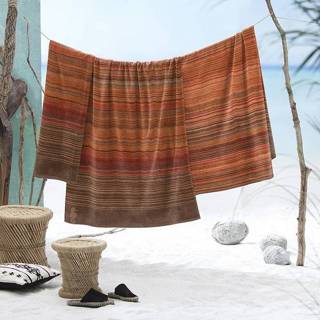 👉 Strandlaken katoen oranje Seahorse Sunset Terra (100x200 cm) 8719002194717