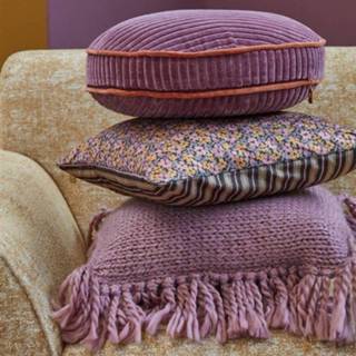 👉 Sierkussen katoen paars KAAT Amsterdam Perdy Mauve - 40 x cm Rond 8719931700010
