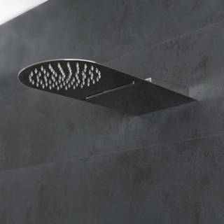 👉 Douchekop RVS modern mirage chroom muurbevestiging Trenton Verchroomd met Waterval en Regendouche 20cm x 50cm 5051752596698