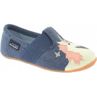 👉 Living Kitzbühel - Kid's T-Modell Einhorn & Regenbogen - Pantoffels maat 35, blauw