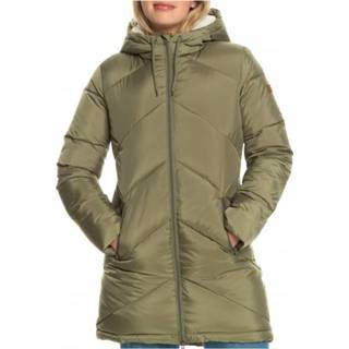 👉 Roxy - Women's Storm Warning - Lange jas maat XXL, olijfgroen