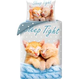 👉 Dekbedovertrek katoen antraciet Animal Pictures Sleep Tight kittens 140 x 200 cm 70 90 - 5904209600885