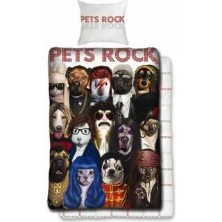 👉 Dekbedovertrek katoen antraciet Pets Rock - Eenpersoons 140 x 200 cm 5710751049023 5902689498879