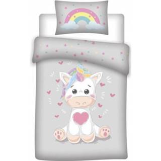 👉 Dekbedovertrek katoen antraciet baby's Unicorn Baby - 100 x 135 cm Multi 5707007980681