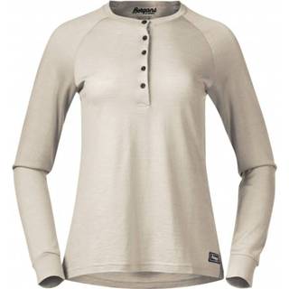 👉 Bergans - Women's Lysebu Wool Henley - Longsleeve maat L, beige