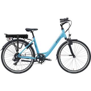👉 Blauwgrijs aluminium volwassenen vrouwen elektrische fietsen v-brakes verstelbaar fietsaccu matblauw AMIGO E-Vibe D2 26 Inch 43 cm Dames 7V