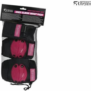 👉 Skate beschermset roze zwart small Street Rider 6 delig roze/zwart 8713219340950
