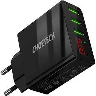 👉 Stopcontact zwart Choetech C0027 3 x USB Lader 15W - 6971824972146