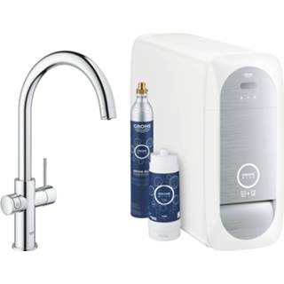 👉 Keukenkraan blauw chroom GROHE Blue Home Duo Chilled & Sparkling starterkit met 1-gats C-uitloop,